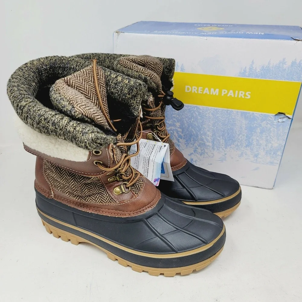 DREAM PAIRS Women's Snow Boots Waterproof Mid Calf Winter Warm Faux Fur Size 5